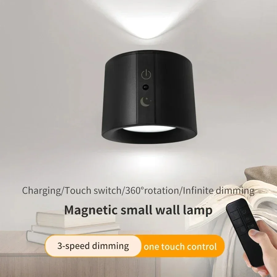 LED Double Head Wall Lamp Touch Control Remote 360 Rotatable Wall Light 3 Color Modes Bedroom Living Room Reading Night Light