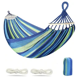 Balanço duplo lona hammock acampamento ao ar livre dormir pendurado cama balanço listras cadeiras para o quarto