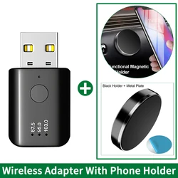 Premium Bluetooth FM Transmitter with Mic for Hands - Free Calls & Wireless Audio Streaming (With Phone Holder)