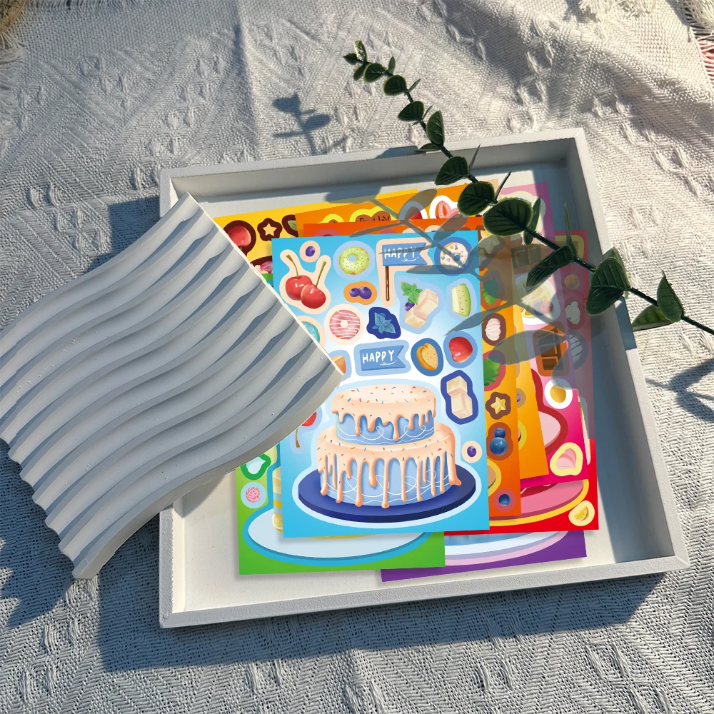 8PCS Kreative Kuchen Wünsche Kommen Wahre Puzzle Aufkleber Montage Puzzle DIY Cartoon Aufkleber Puzzle – Detail 7