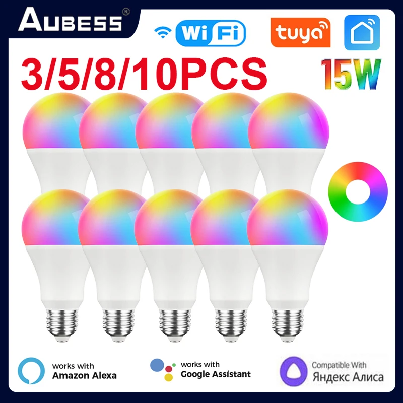 Lampadina Intelligente Wifi Aubess Compatibile Con Bluetooth 15W B22 E27 Led Rgbcw Smart Bulb Controllo Vocale Tramite Google Home 33 Alice
