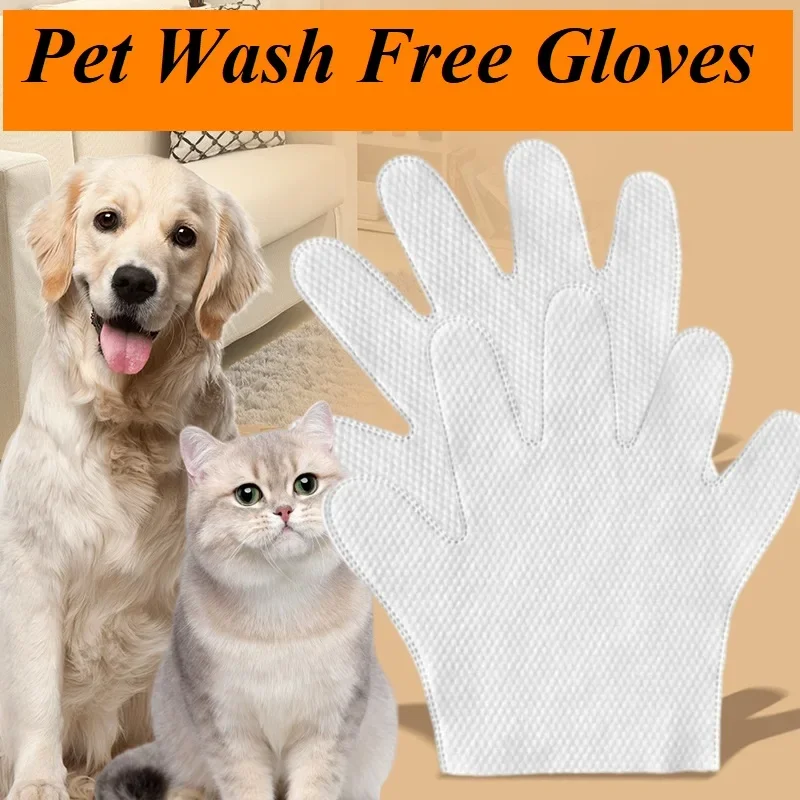 Pet Cleaning Wipes Pet Cleaning Gloves Pet Disposable Cleaning Gloves Wash Free Cats Puppy Body Bathroom Supplies Pet Stain Remover Wipes No-wash Wipes for Dogs & Cat