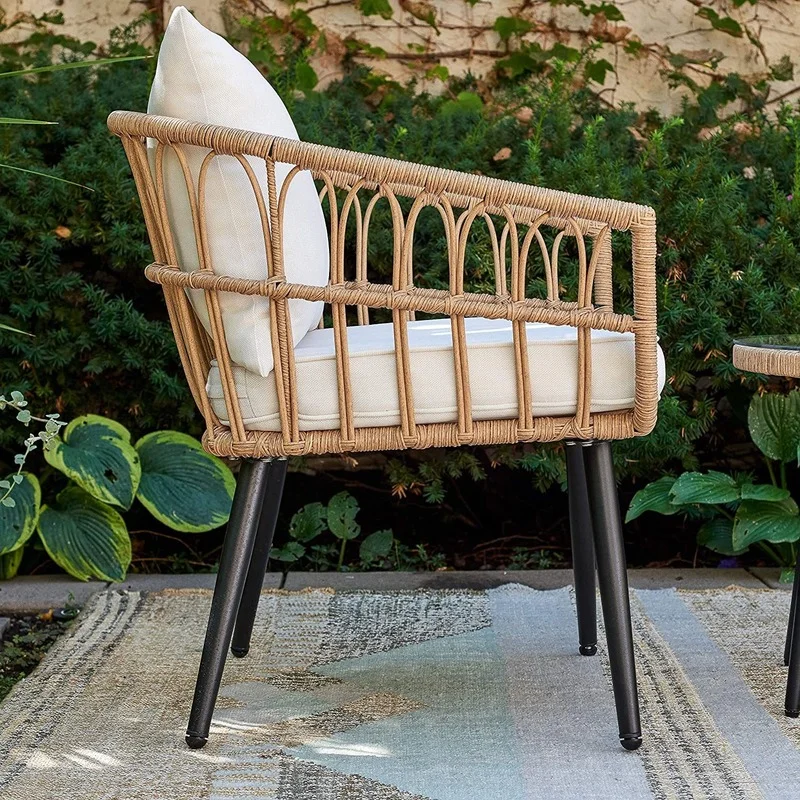 Outdoor Rattan Tables Chairs Sofa Set Courtyard Pe Rattan Furniture Rattan Sofa Iron Outdoor