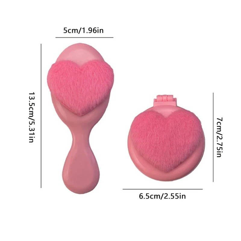 Portable Plush Heart Shaped Hairbrus Folding Massage Comb Head Massage Airbag Comb Anti-Static Girl Hair Combs Styling Tool