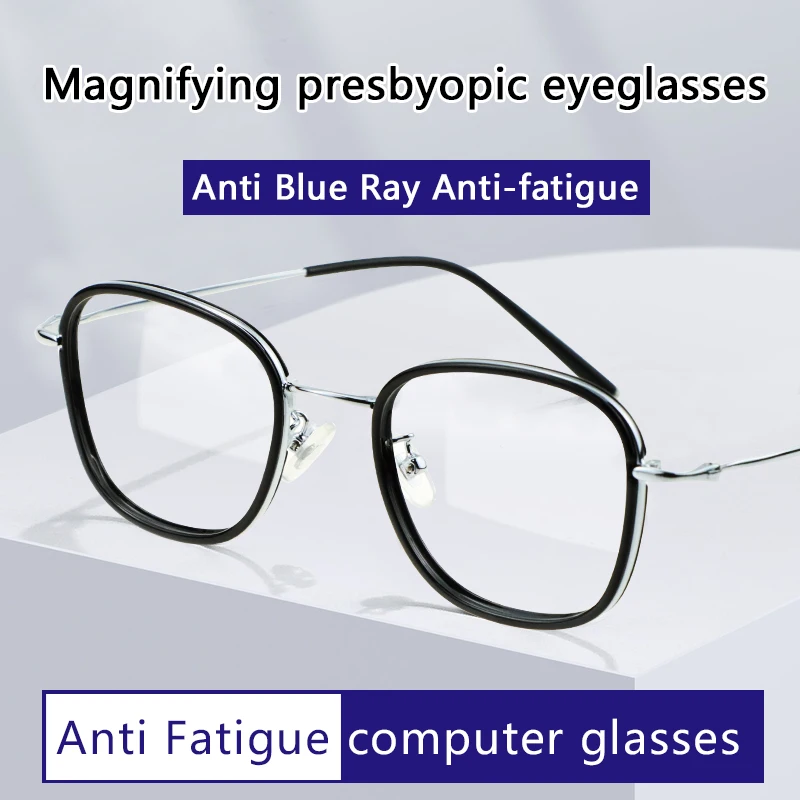 

Blue Light Blocking Reading Glasses for Men Stylish Metal Frame Readers Anti Glare UV Filter Lens Magnifying glasses