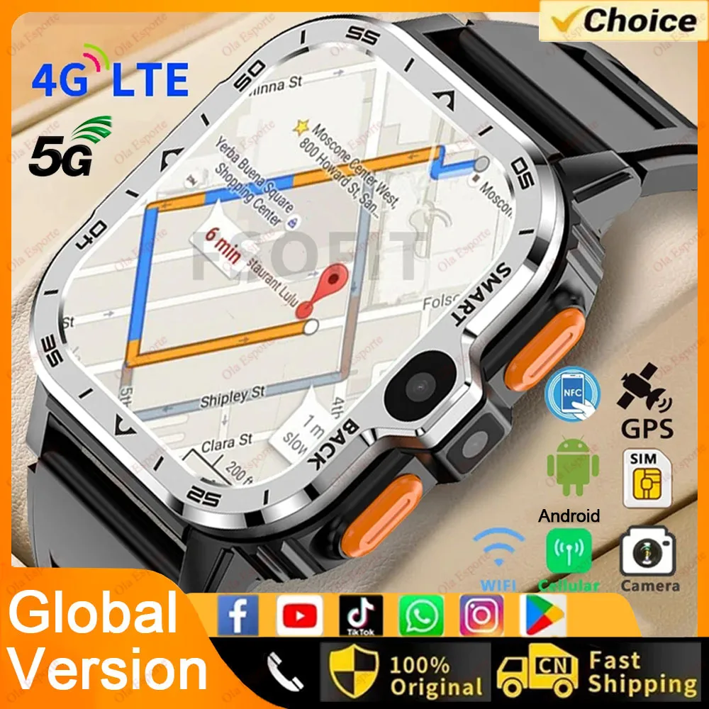 PGD 안드로이드 스마트 워치 남성용 GPS 저장 장치, HD 듀얼 카메라, NFC SIM 카드, 와이파이 무선, 빠른 인터넷 접속, 4G 네트워크, 16G, 64G ROM, 신제품