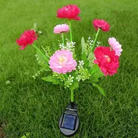 Solar Simulation Snow Lotus Flower Lights 7 Heads Outdoor Waterproof Lamp For Patio Lawn Garden Holiday Party Decoration Flower 2