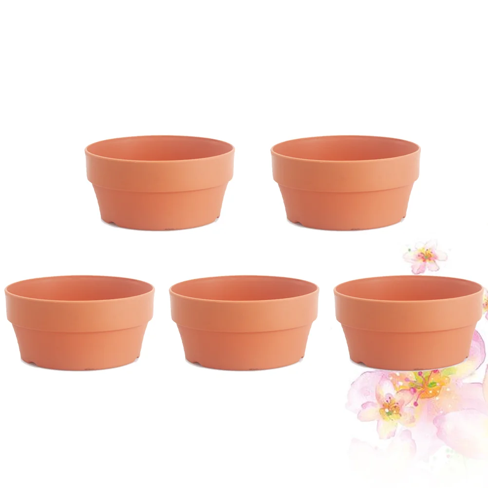 

Imitation Clay Flower Baskets Japanese Round Plastic Flower Pot Flower Container Indoor Outdoor Potted Garden Supplies