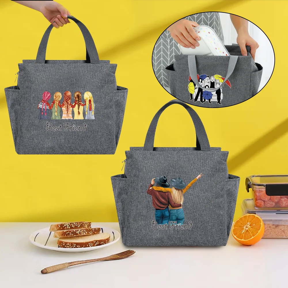

Multifunction New Friends Series Lunch Box Large Capacity Cooler Bag Portable Zipper Thermal Lunch Bags Women Picnic Food Packs