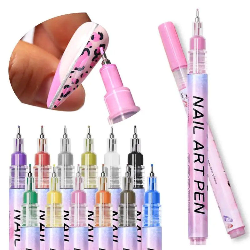 Nail Art Pen Drawing Graffiti Gel Pencil Plastic Waterproof Painting Liner Brush White Marker Pen Nail Manicure Decoration Tools nail art pen nail art tools
