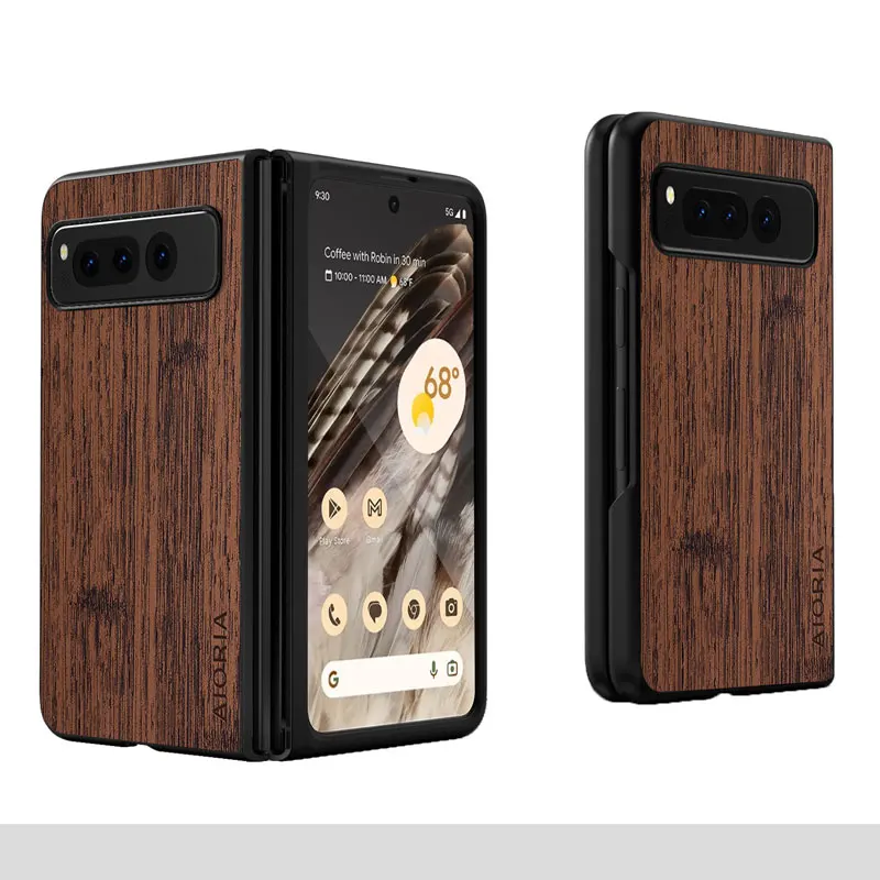 Case for Google Pixel Fold 5G funda bamboo wood pattern Leather new phone cover Luxury coque for Google Pixel Fold case capa 4