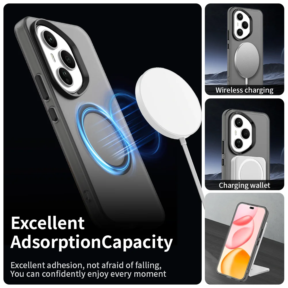 Luxury Armor Shockproof Magnetic Wireless Charging Matte PC Case