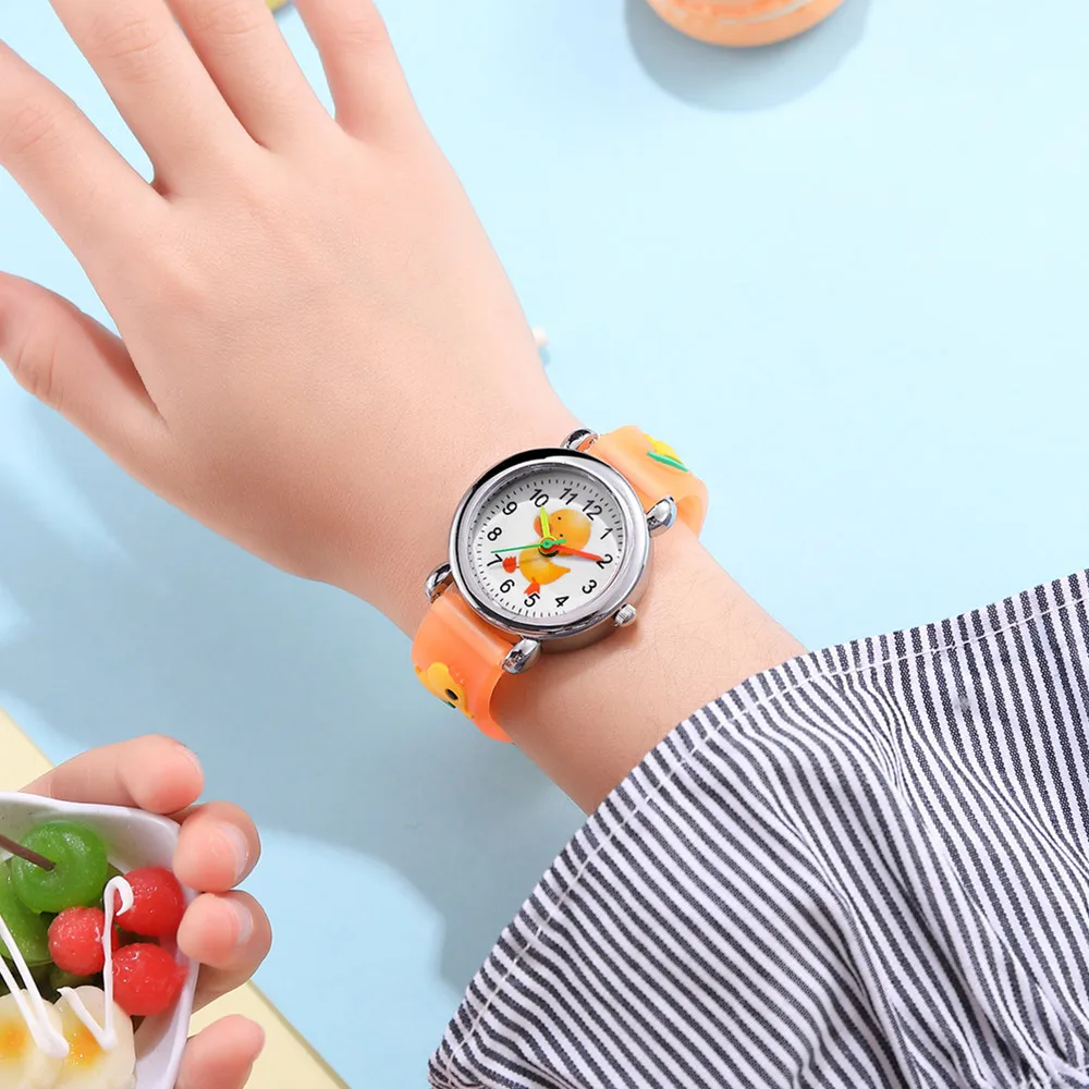 cute sweet silicone band Duck style Children's cartoon watch 5