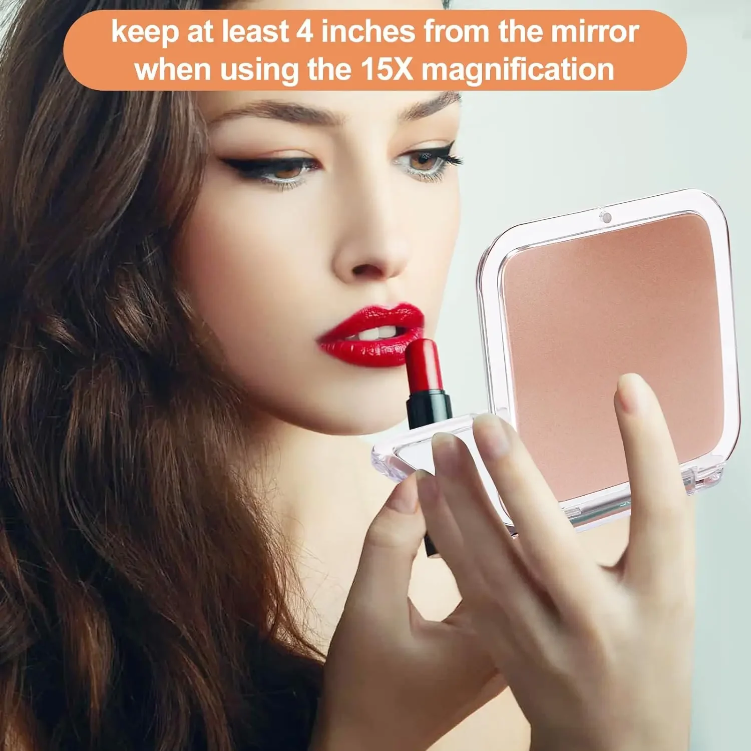 Makeup Mirror Magnifying Mirror Hand Holding Mirror Compact 15X Magnifying Makeup Mirror For Travel Small Pocket Foldable Portable 2-Sided Mirror For Purses Square