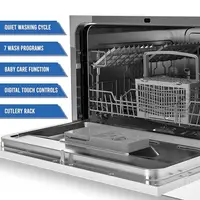 Portable Mini Countertop Dishwasher 6-Place Setting 7 Wash Programs Compact Easy Use Extra-Drying Function User-Friendly Display 2