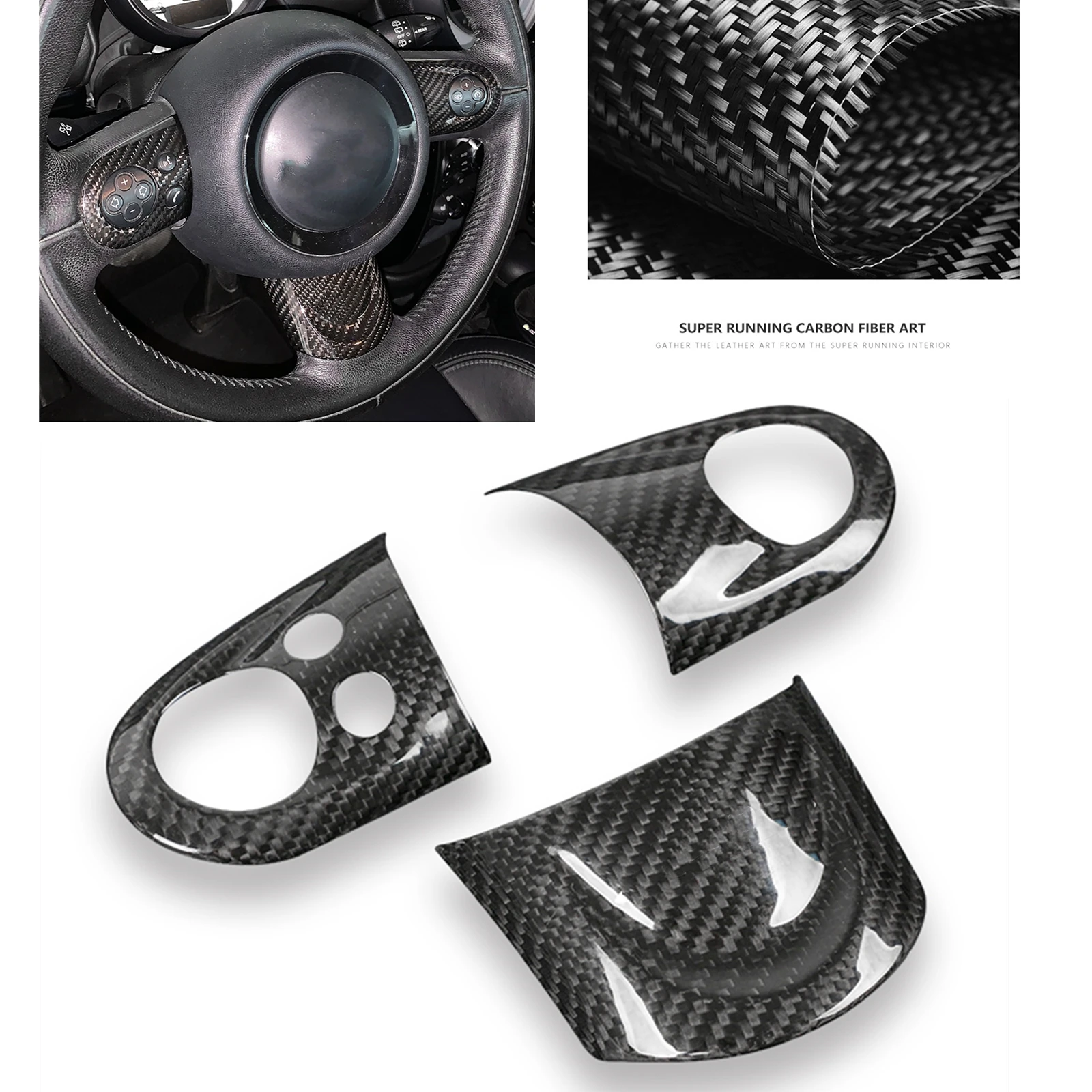 

Car Gear Steering Wheel Panel Cover Trim For Mini Cooper R55 R56 R57 R58 R59 R60 R61 Carbon Fiber Interior Decorative Frame