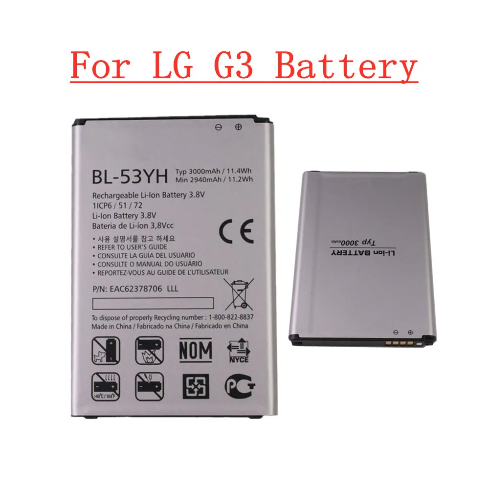 

In Stock 3000mAh BL53YH BL-53YH Battery For LG G3 VS985 D859 D858 D857 D855 D851 D850 D830 F470 F460 F400 F400L Phone Battery