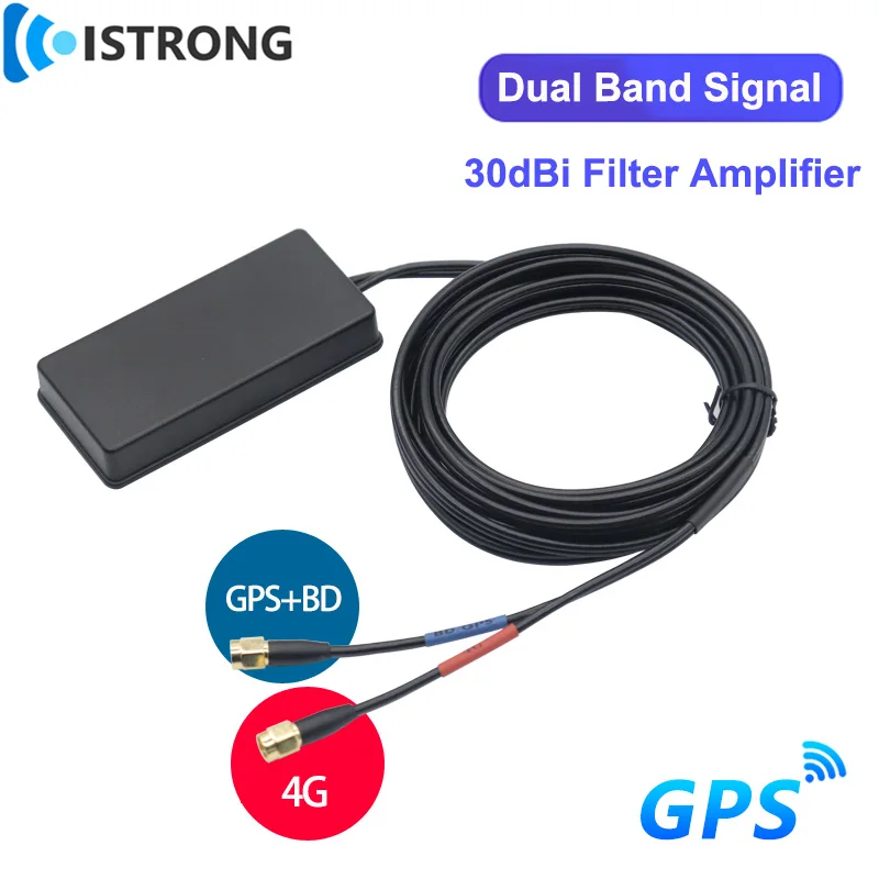 Outdoor 4G+GPS Dual Band Antenna With 30dBi Filter Amplifier Car Satellite  Navigation Positioning Mobile Network Signal Booster