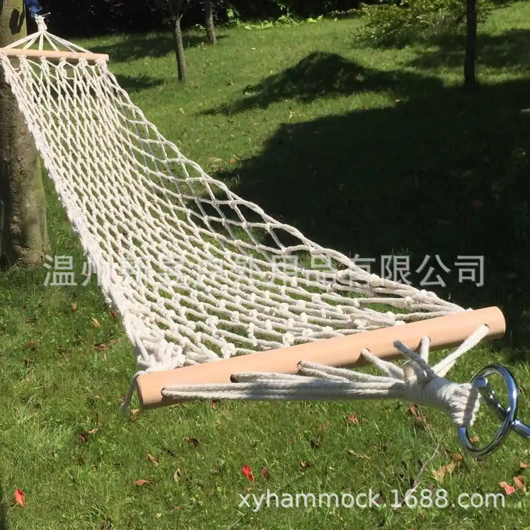 Short wooden stick mesh hammock cotton rope outdoor camping dormitory adult children