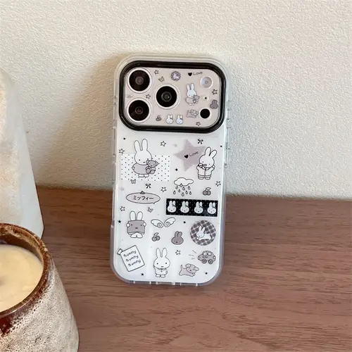 Kawaii Cartoon Rabbit Starry Sky Phone Case for iPhone 16 15 14 13 17 Pro Max INS Style Soft Silicone Shockproof Cover Funda - Image 3