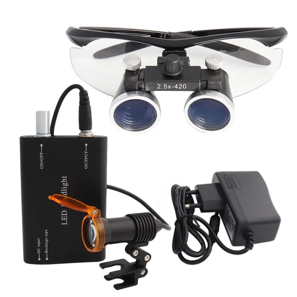 Dental Loupes Medical Magnifier 2.5 3.5x420 Magnification Binocular 5w ...