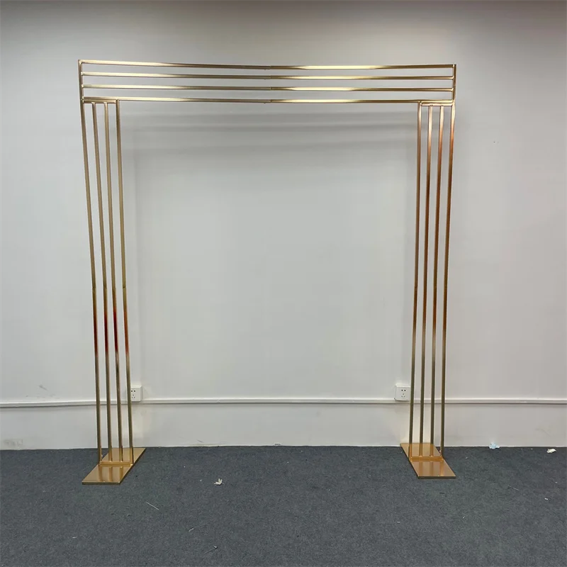 Square Screen Backdrop Shelf Wedding Arch Gold-plated Geometry Flower Door Stand Artificial Floral Decor Frame