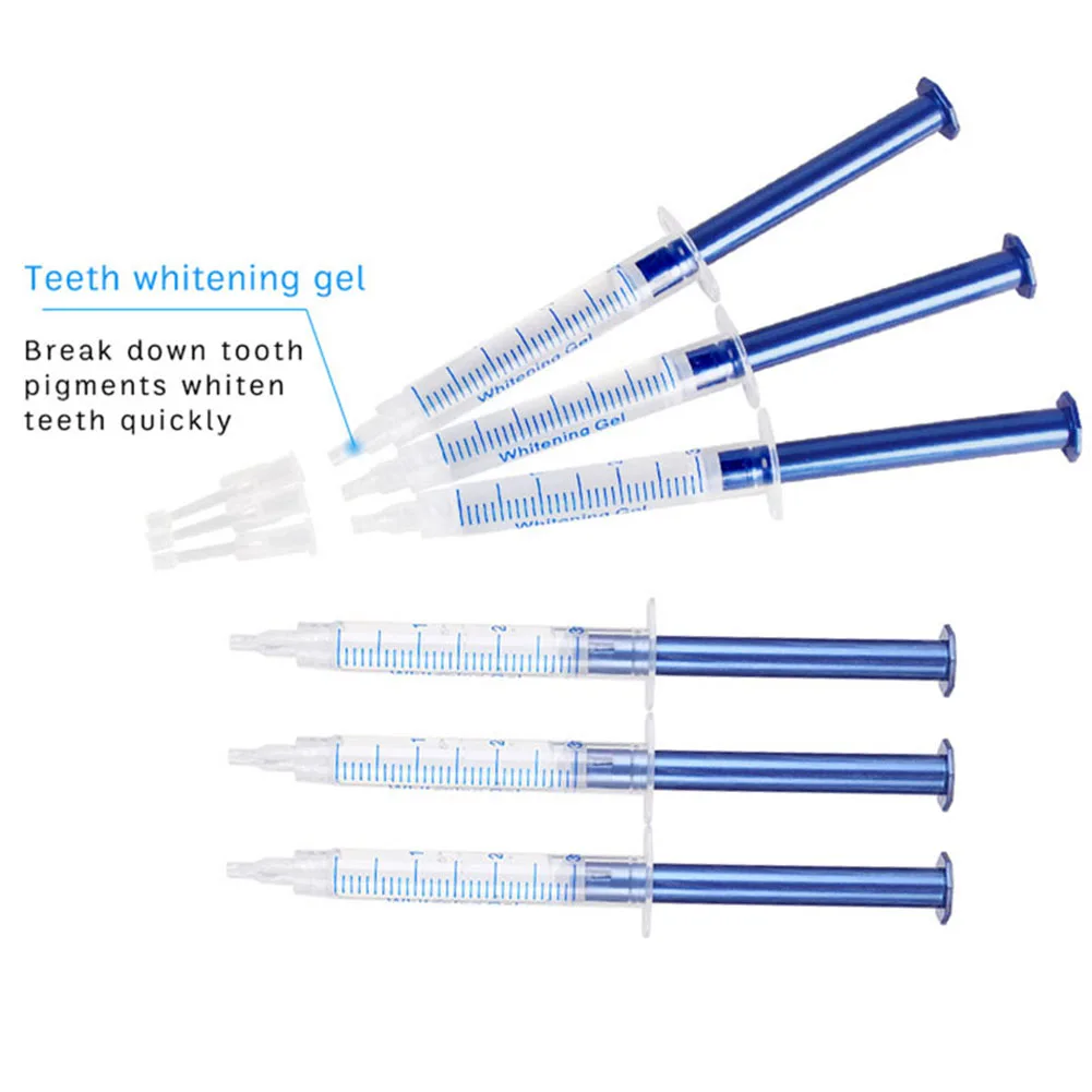 

3 Types Teeth Whitening Gel Syringe 44 Peroxide Kit Dental Tooth Bleaching LED Light Oral Hygiene Care Mouth Tray Device System