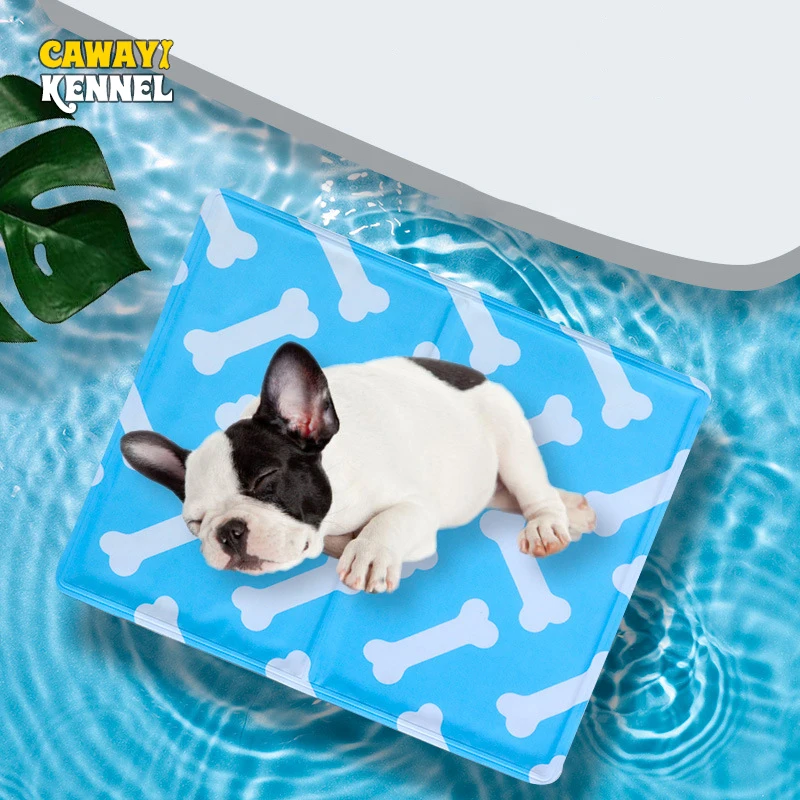 CAWAYI KENNEL Gel Pet Cat Dog Cooling Mat Print Summer Self Cooling