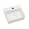 13.6x11.6” White Ceramic Rectangular Wall Mount Bathroom Sink with Single Faucet Hole ( Faucet and Sink Undermount Not Included) 3