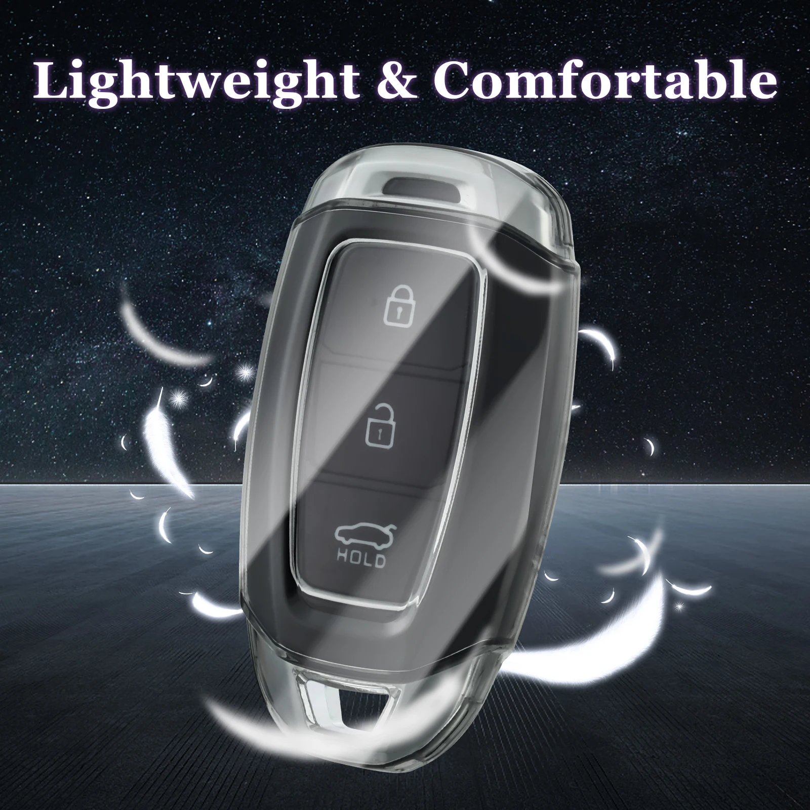Transparent Car Key Holder with Keychain
