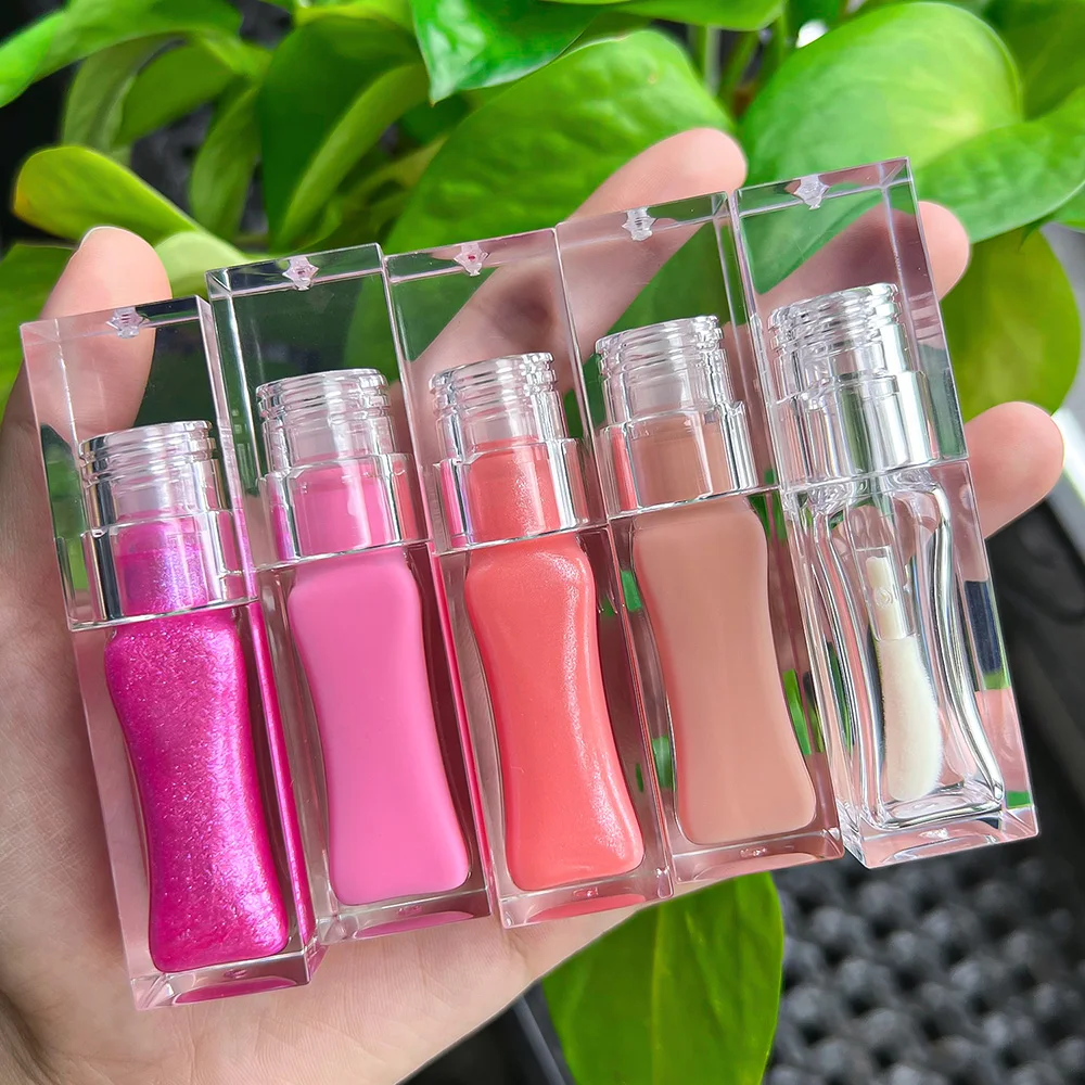 Private Label Lip Gloss Pigment Long-lasting Waterproof Matte Glossy Custom Logo Makeup Wholesale P238 Transparent Square Tube 6