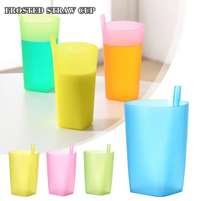 Fresh Candy-Colored Kids Sip Cup Children Water Cup with Built In Straw Mug  Drink Home Colors Simple Plastic One-Piece Straw Cup - AliExpress