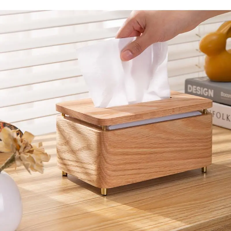 

Modern Wooden Tissue Box Toilet Paper Napkin Boxes Simple Home Desktop Extractable Type Paper Towel Holders Wipe Case Home Decor