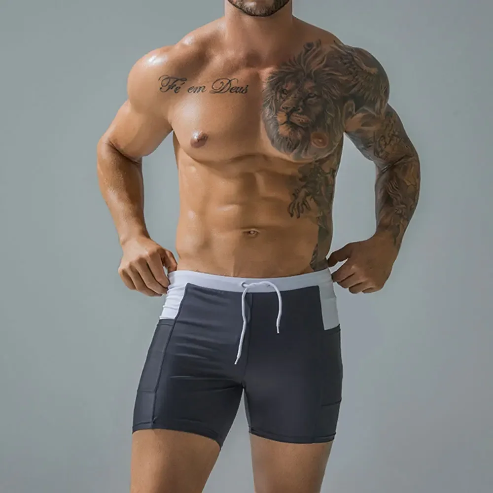 Swim Trunks Men Waterproof Quick-Drying Shorts Swimwear Swimsuit with Pockets Surf Pants Bathing Suit Beach Pool swim trunks swim shorts
