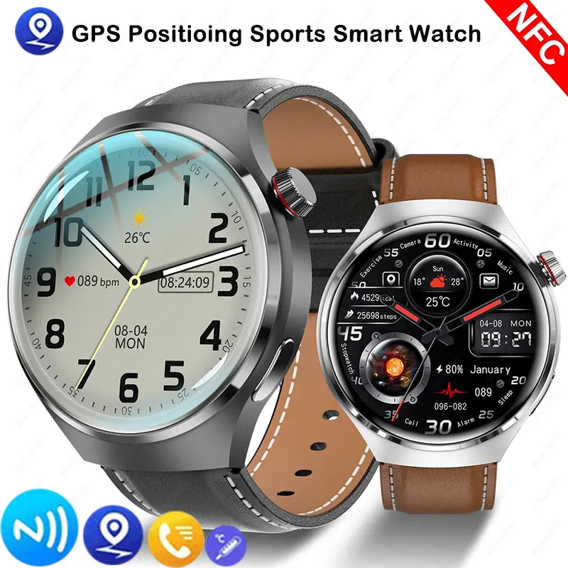 New GPS Smart Watch Men for Huawei GT4 Pro 360*360 HD Screen Heart Rate  Bluetooth Call NFC IP68Waterproof Blood Sugar Smartwatch