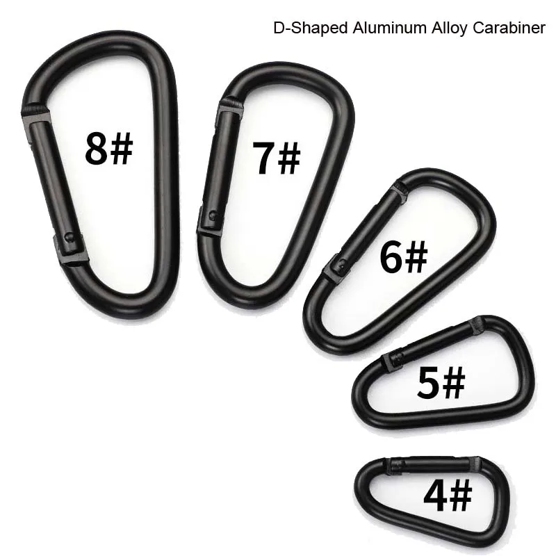 Durable Black Aluminum Alloy Carabiners - Heavy Duty Spring Snap Clips for Outdoor Adventures, Multi-Function Water Bottle Hooks (Set of 5)