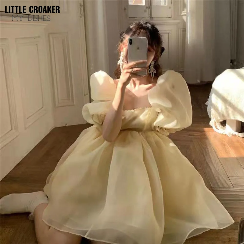 overdue flair★ワンピ★韓国★人気 ORGANZA BALLOON MINI DRESS 韓国商品/OVERDUEFLAIR ORGANZA BALLOON MINI DRESS
