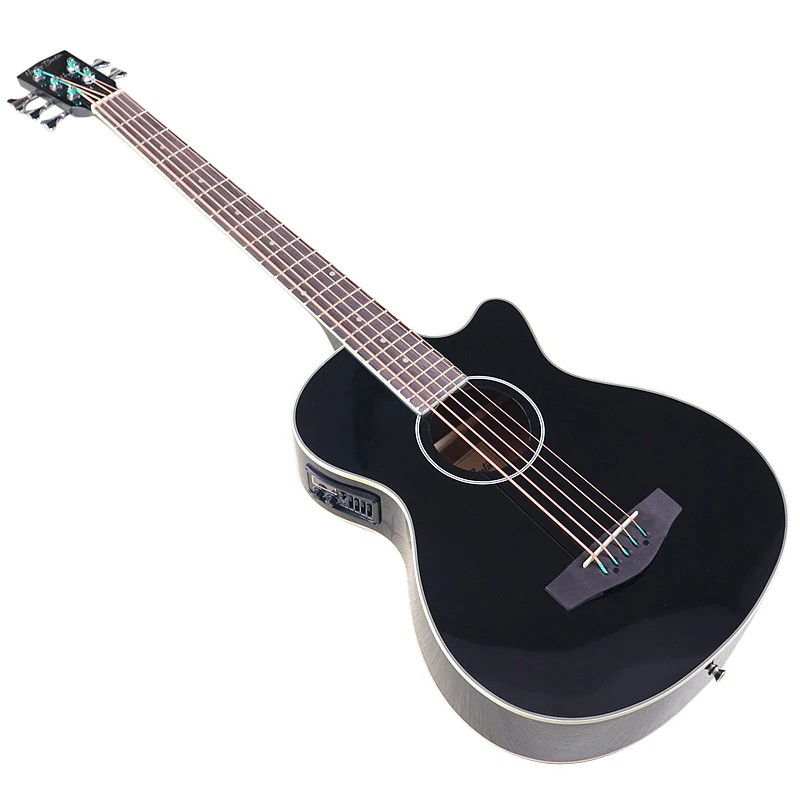 

Черная 5-струнная электрическая акустическая бас-гитара тонкий корпус 43 дюйма высокоглянцевая электрическая бас-гитара с EQ