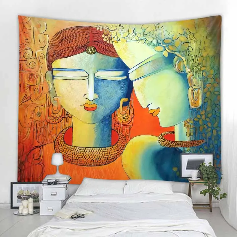 Indian Buddha Art Tapestry Wall Hanging Meditation Mandala Room Wall Decor Boho Home Aesthetics Home Decor Background Fabric