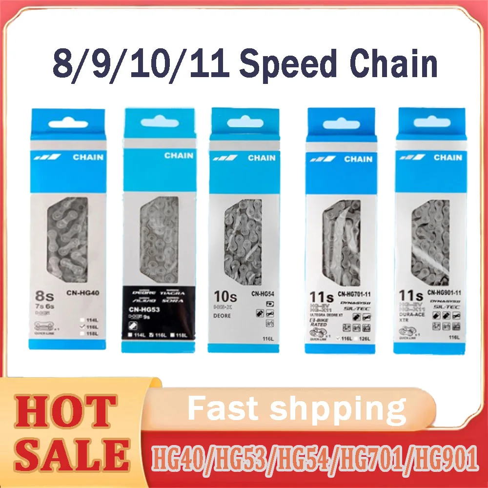 

8/9/10/11 Speed Bicycle Chains Road Bike Accessories HG40 HG53 HG54 HG701 HG901 116 Links MTB Road Racing Bike Chain