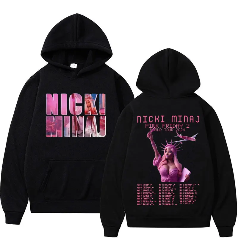 

Queen of Rap Nicki Minaj Pink Friday 2 Concert Tour 2024 Hoodie Men Women Harajuku Hip Hop Pullover Sweatshirt Hooded Streetwear