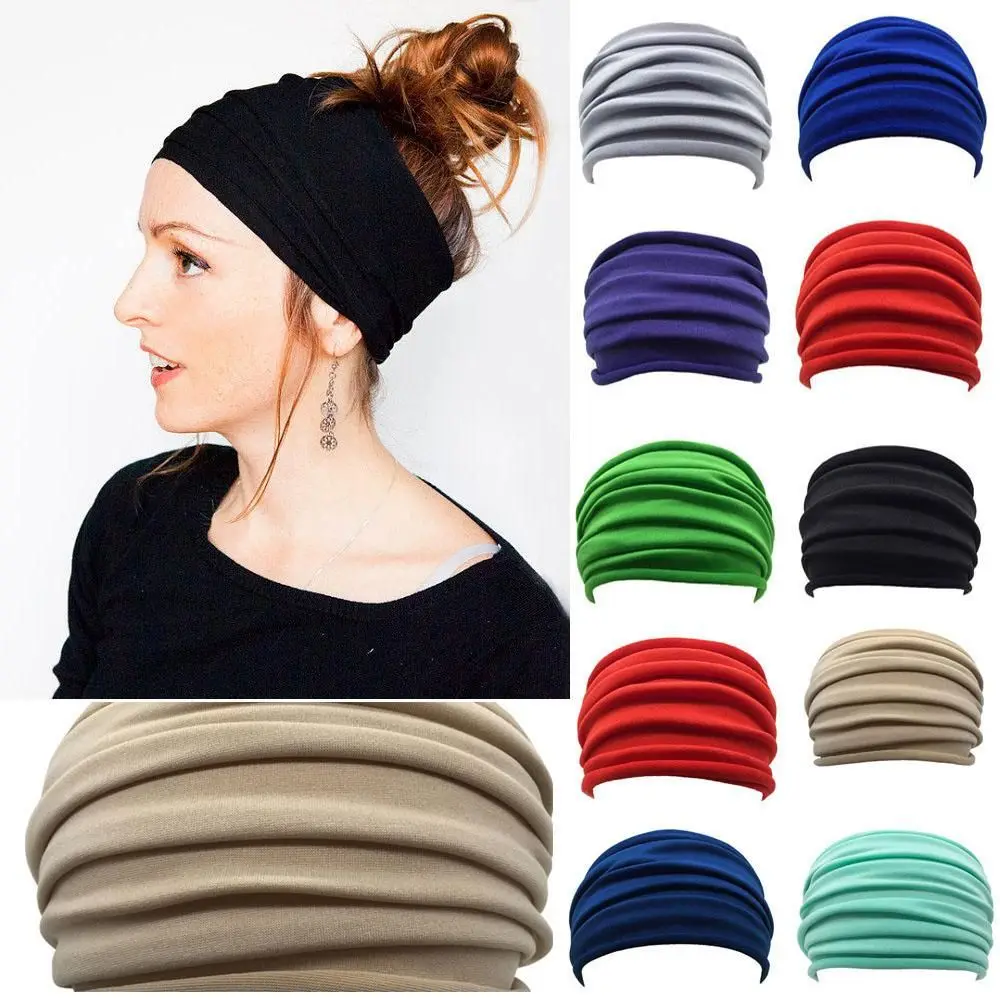 

13 Colors New Running Accessories Turban Running Headwrap Wide Sports Headband Stretch Hair Band Fold Yoga Hairband