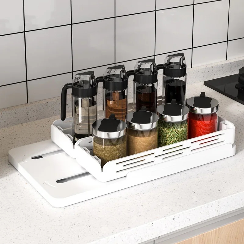 Kitchen Rotating Spice Rack Tier Plastic Seasoning Spice