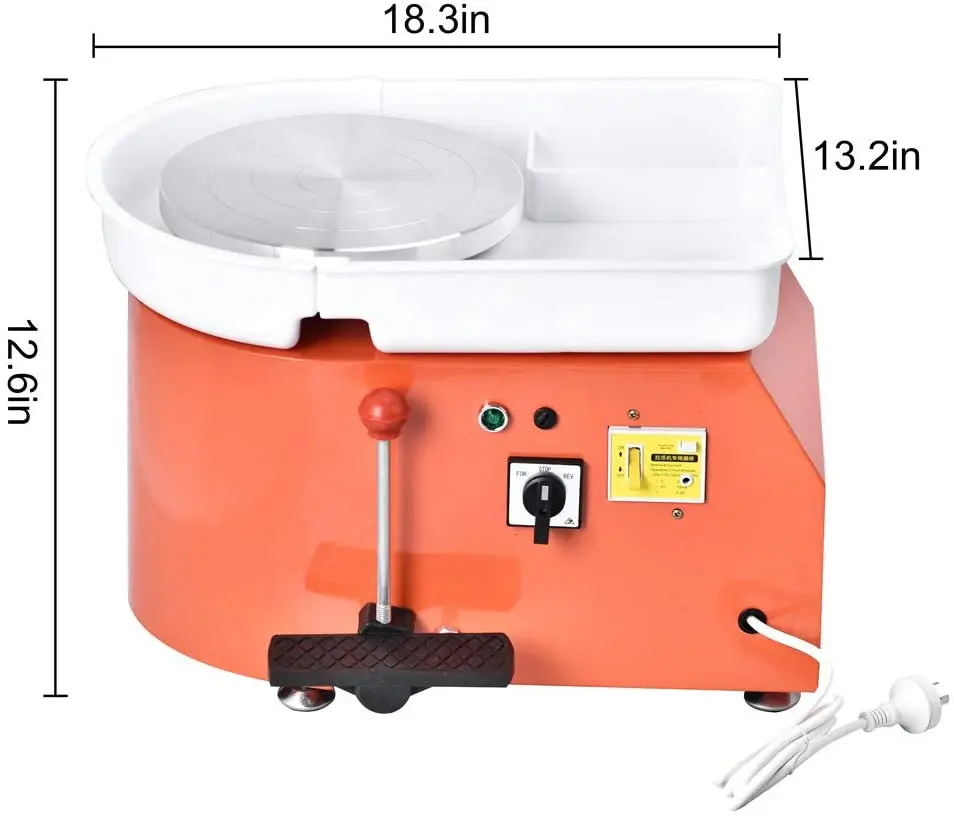 Electric Pottery Wheel Machine Manual Handle and Foot Pedal for School Ceramic Clay Working Molding DIY Crafts 28cm 350W