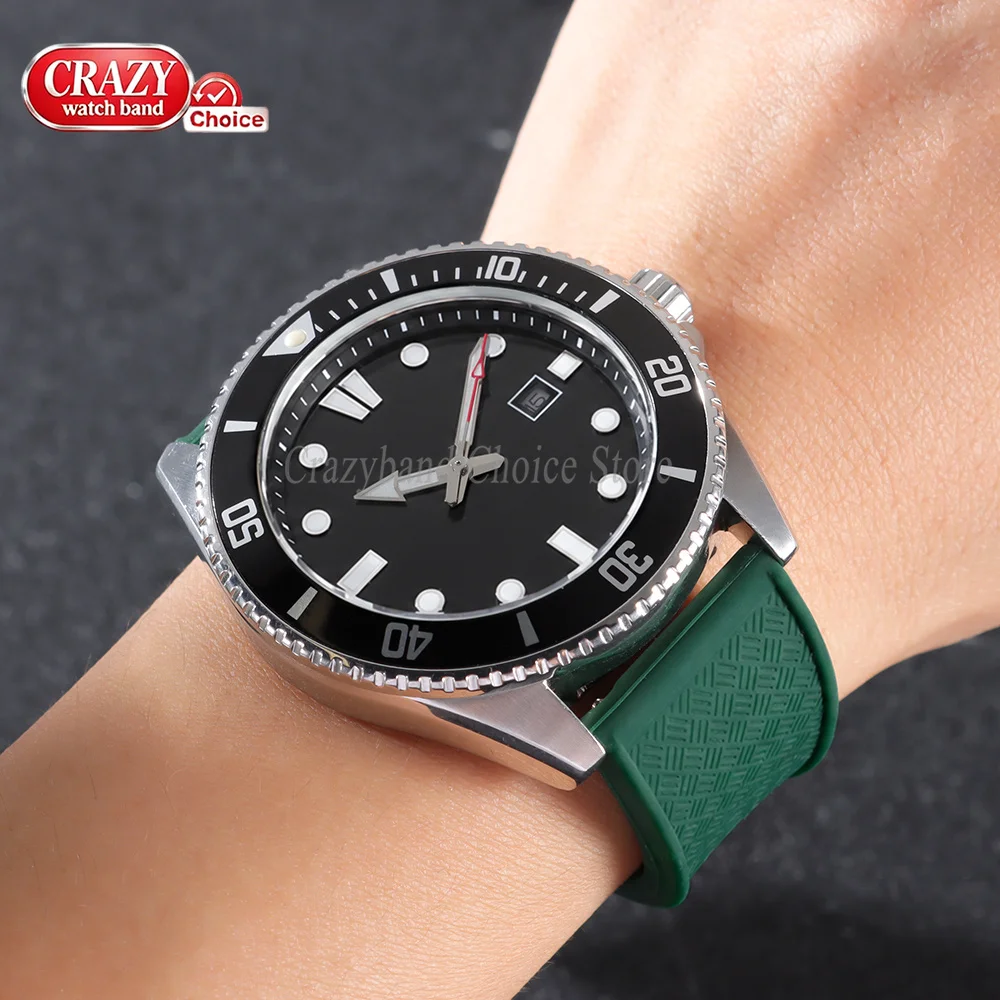 Universal Quick Release Silicone Watch Strap - Green, Blue, and Black 20mm/22mm