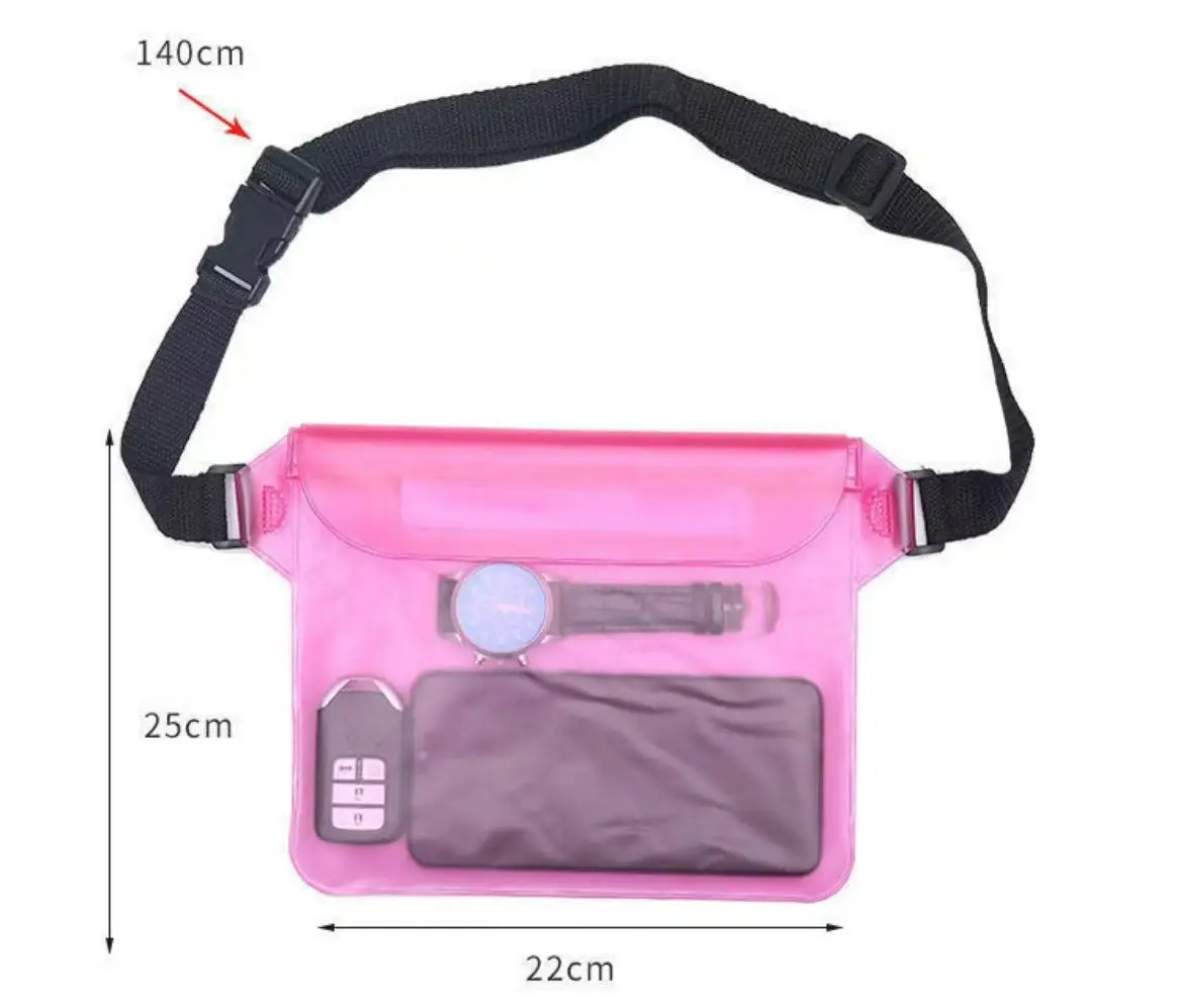 Three Layer Sealed Waterproof Bag with Touch Screen and Adjustable Waistband for Underwater Protection