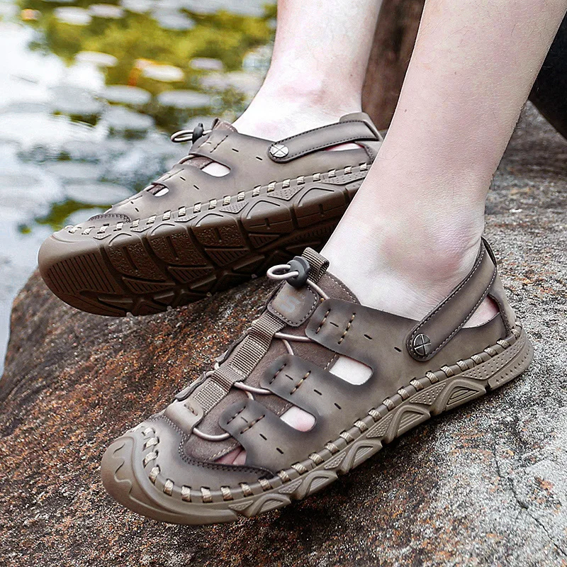 Men's sandals 2023 summer new package head beach shoes casual sandals outdoor leisure hand stitching sandals cave shoes