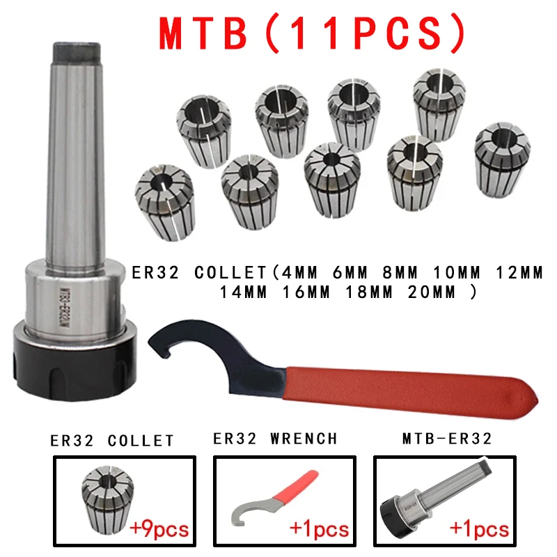 Spring Clamps ER32 21PCS MT4 ER32 MT3 MT2 1PCS Wrench 1PCS Collet Chuck Morse Holder Cone CNC Milling Lathe tool spring collet collet chuck spring collet chuck engraving collet chuck