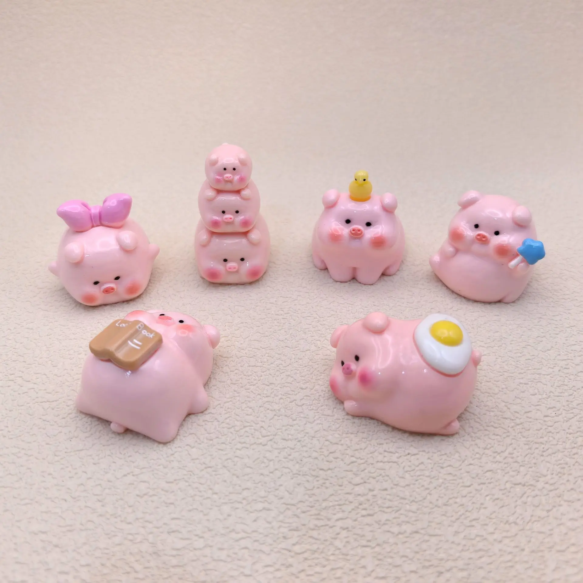 6pcs 귀여운 돼지 자동차 대시 보드 장식 핑크 Pigscar 대시 장식 홈 자동차 도어 후면보기 미러 장식 인테리어 액세서리