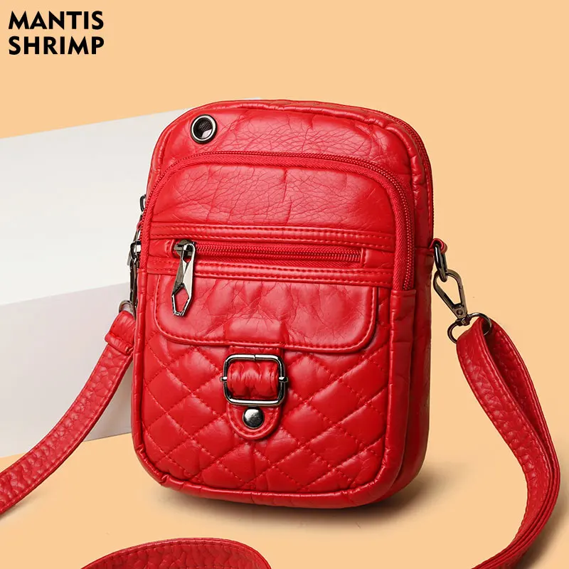 WomenBagsVintageDesignerBagsLuxuryMobilePhoneBagBlackShoulderBagsPULeather